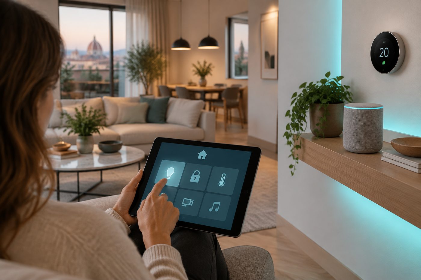 Tablet con interfaccia di controllo della casa intelligente
